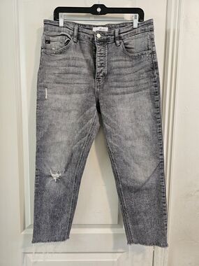 KanCan 13/30  Gray Washed Relaxed Tapered Jeans